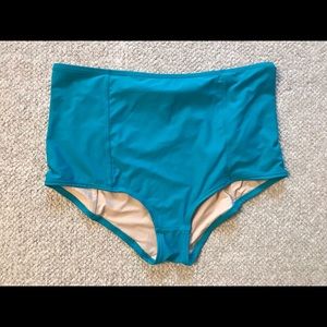 J crew teal high waisted bathing suit bottom